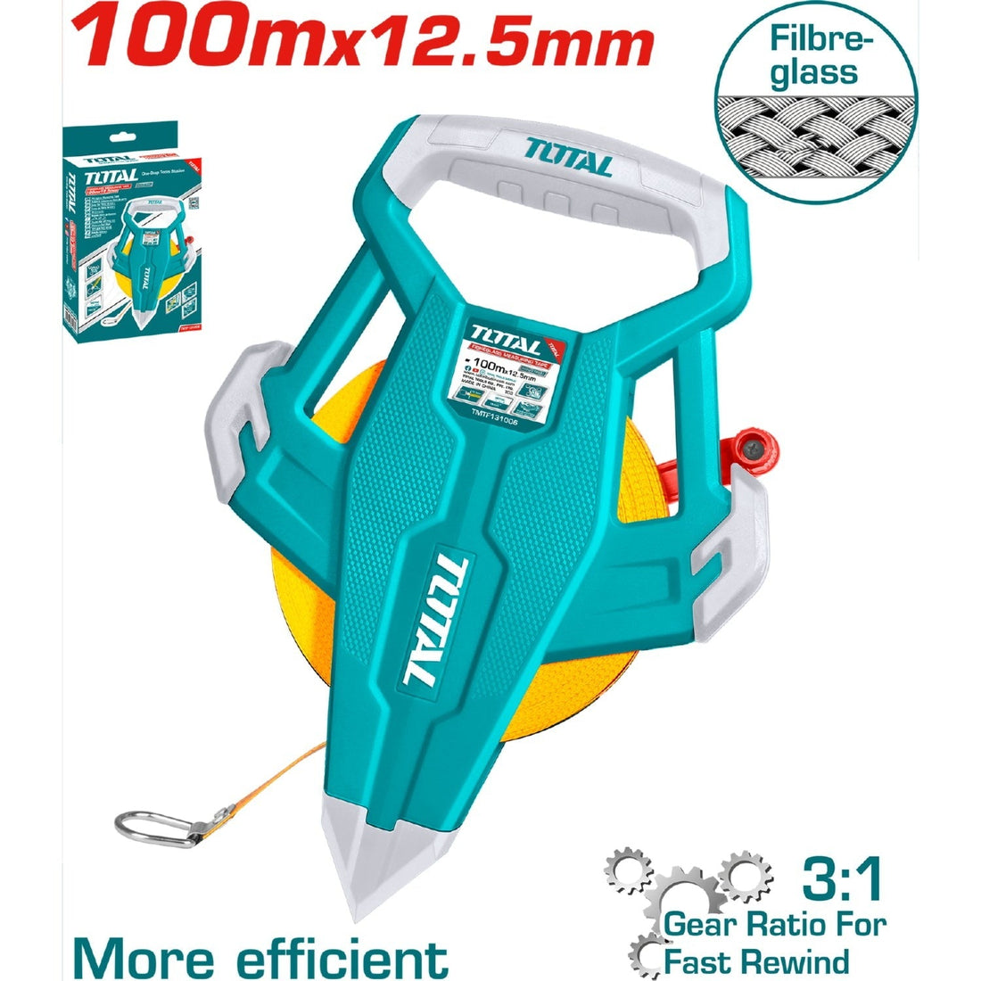 DECAMETRO 100MTS INDUSTRIAL FIBRA DE VIDRIO MANGO ERGONOMICO TOTAL
