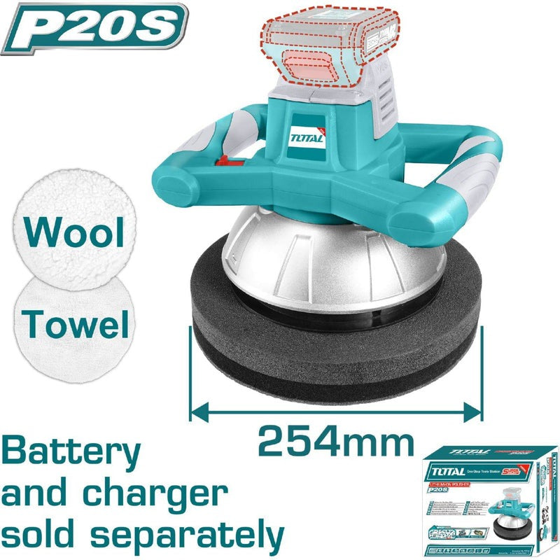 POLICHADORA ORBITAL INALAMBRICA 254MM, BATERIA Y CARGADOR NO INCLUIDOS