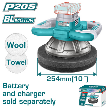 POLICHADORA ORBITAL INALAMBRICA 254MM 20V BATERIA Y CARGADOR NO INCLUIDO INDUSTRIAL SUPER TOTAL (TOPLI202548)