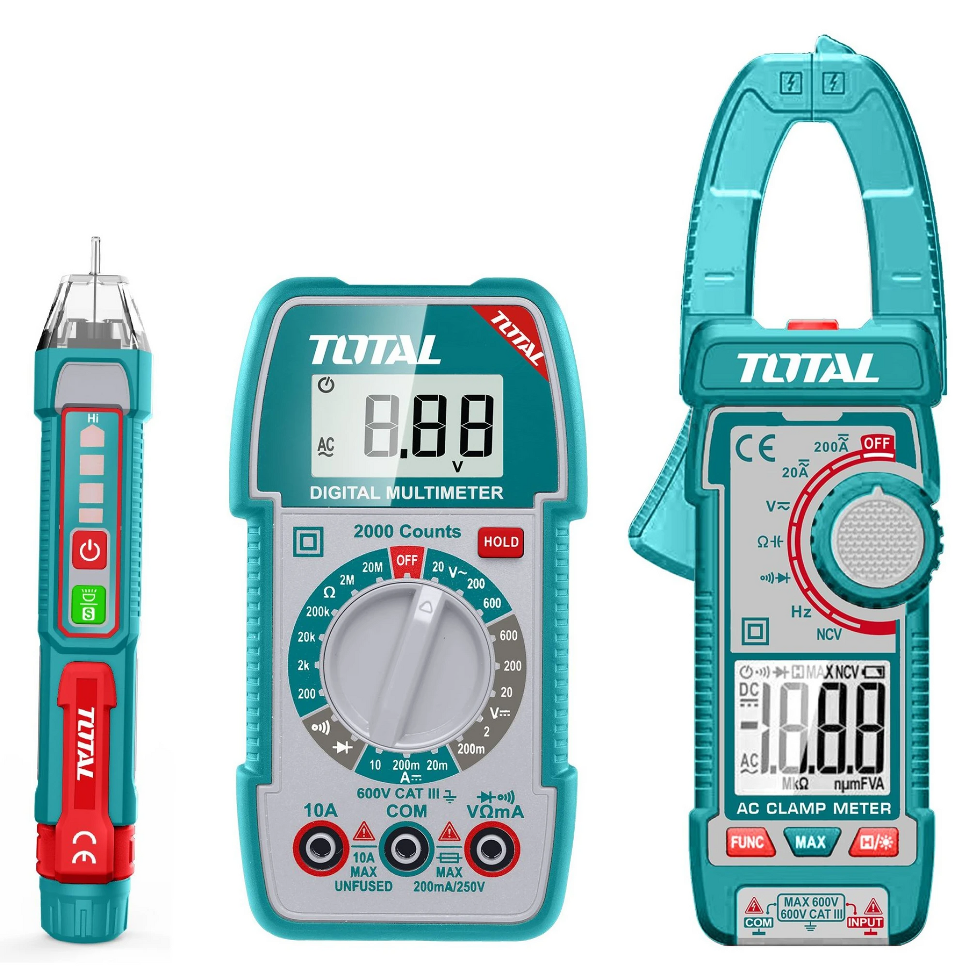 KIT MEDIDOR DE CORRIENTE DIGITAL INCLUYE PROBADOR - TESTER - TOTAL
