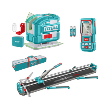 KIT CORTABALDOSA 1200 MM + NIVEL LASER 0-35M  LUZ VERDE  3D 5 LINEAS + MEDIDOR DE DISTANCIAS LASER 100MTS INDUSTRIAL SUPER TO