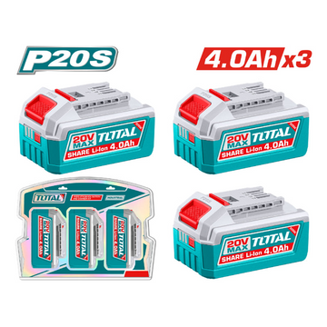 KIT DE 3 BATERIAS 20V 4.0AH INDUSTRIAL ION LITHIUM  INDUSTRIAL SUPER TOTAL (TOSLI251296)