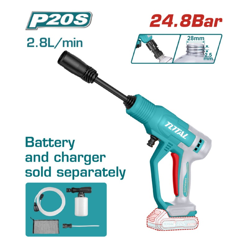 HIDROLAVADORA INALAMBRICA 20V PORTATIL BATERIA Y CARGADOR NO INCLUIDO SUPER TOTAL (TPWLI2036)