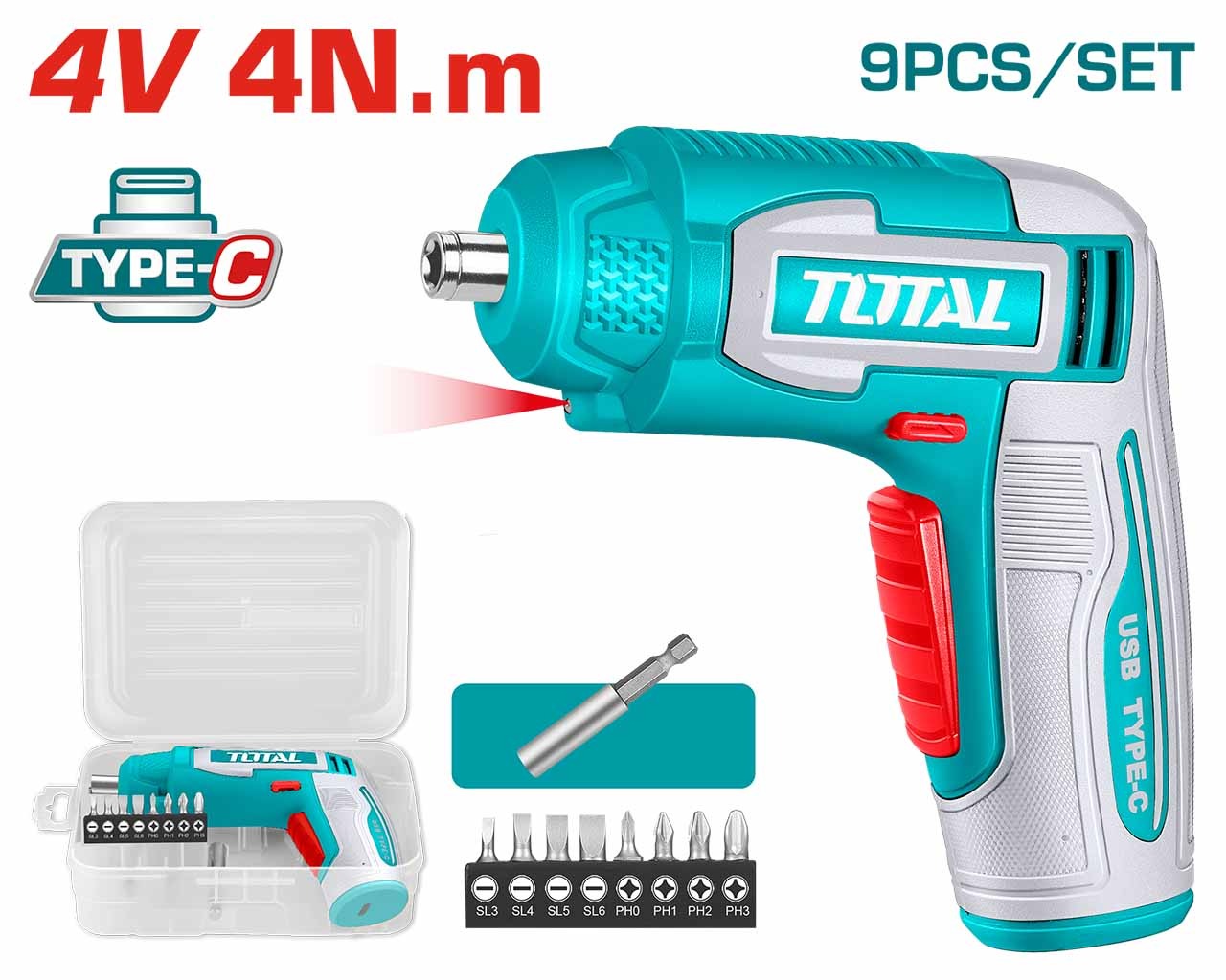 ATORNILLADOR INALAMBRICO 4V 4NM  SUPER  TOTAL