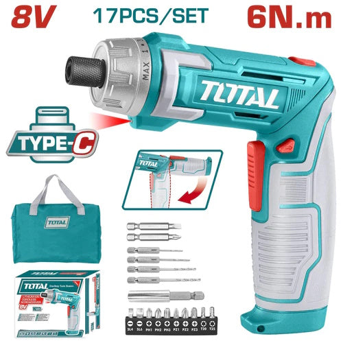 DESTORNILLADOR 8V (1/4") INALAMBRICO (TOTAL)