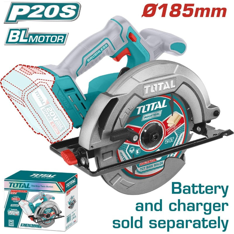 SIERRA CIRCULAR INALAMBRICA 20V 7 1/4 BATERIA Y CARGADOR NO INCLUIDO INDUSTRIAL SUPER TOTAL