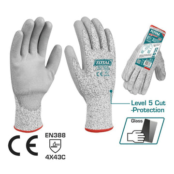 GUANTE POLYESTER XL ANTICORTE CON RECUBRIMIENTO DE PU INDUSTRIAL SUPER TOTAL