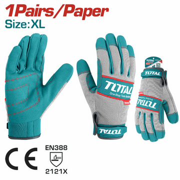 GUANTE  MECANICO MICROFIBRA PU CUERO REFORZADO XL  INDUSTRIAL SUPER TOTAL (TSP1808-XL)