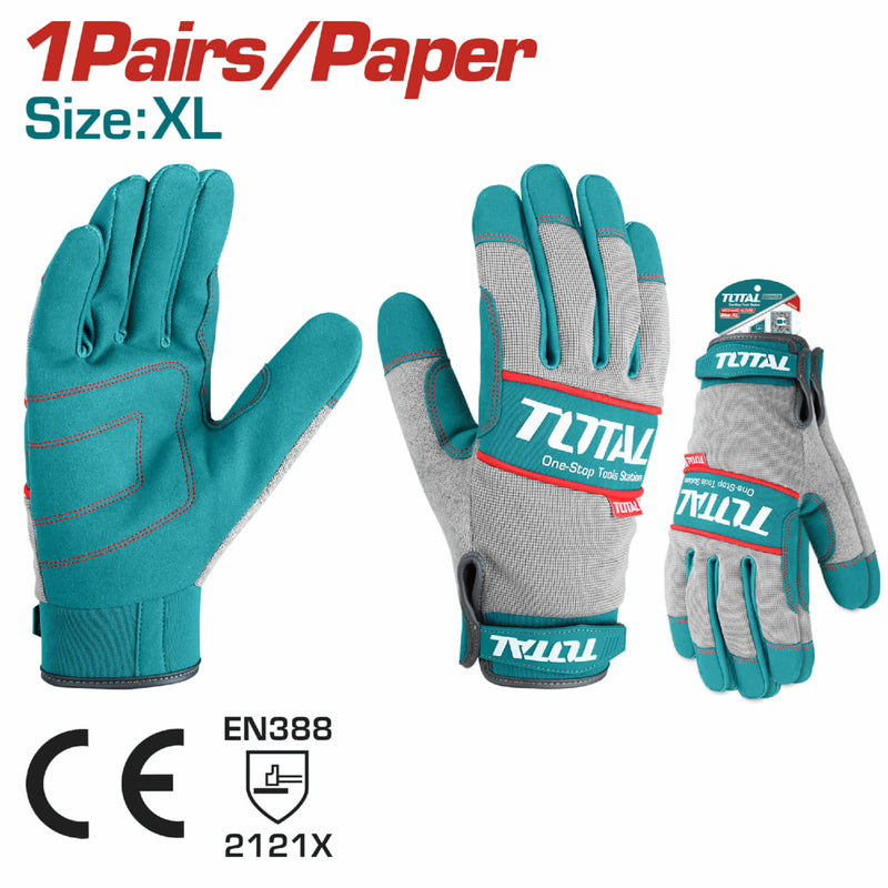 GUANTE  MECANICO MICROFIBRA PU CUERO REFORZADO XL  INDUSTRIAL SUPER TOTAL (TSP1808-XL)