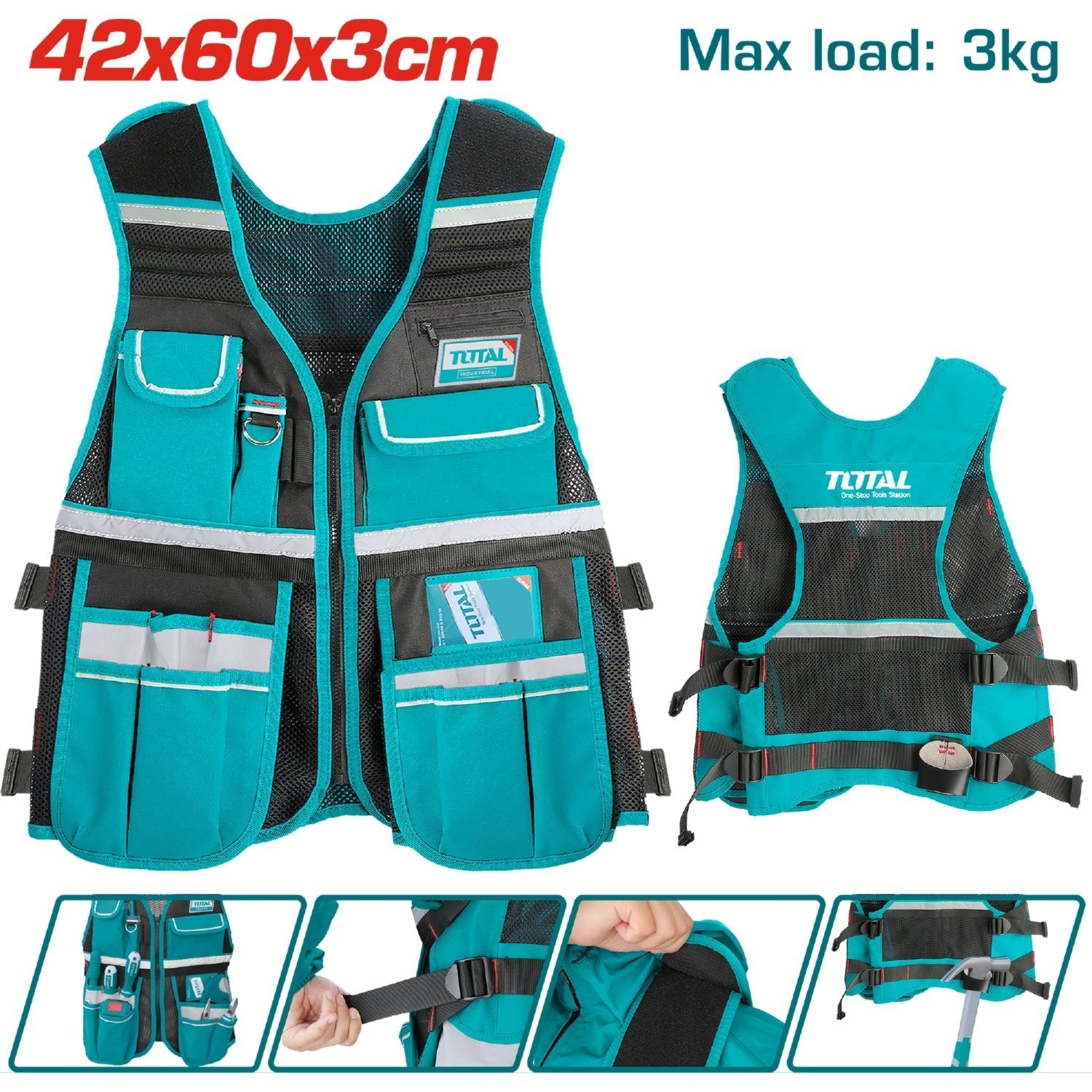 CHALECO PORTA HERRAMIENTA DE 12 BOLSILLOS INDUSTRIAL CAPACIDAD MAXIMA 3KG TOTAL