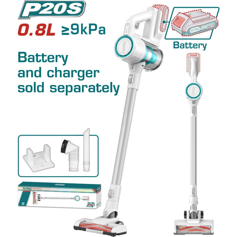 ASPIRADORA MANUAL INALAMBRICA 20V 0.8L, BATERIA Y CARGADOR NO INCLUIDOS