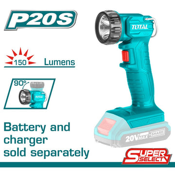 LINTERNA INALAMBRICA 150 LUMENES 20V SUPER SELECT TOTAL BATERIA Y CARGADOR NO INCLUIDO