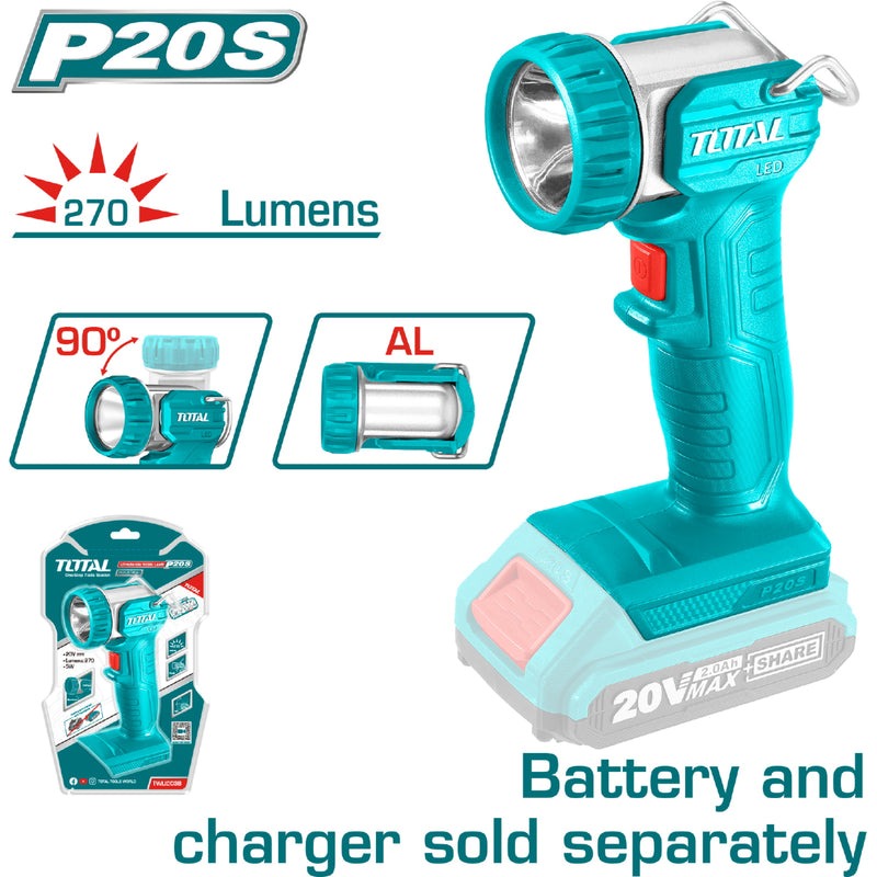 LINTERNA INALAMBRICA 270 LUMENES 20V INDUSTRIAL BATERIA Y CARGADOR NO INCLUIDO SUPER TOTAL