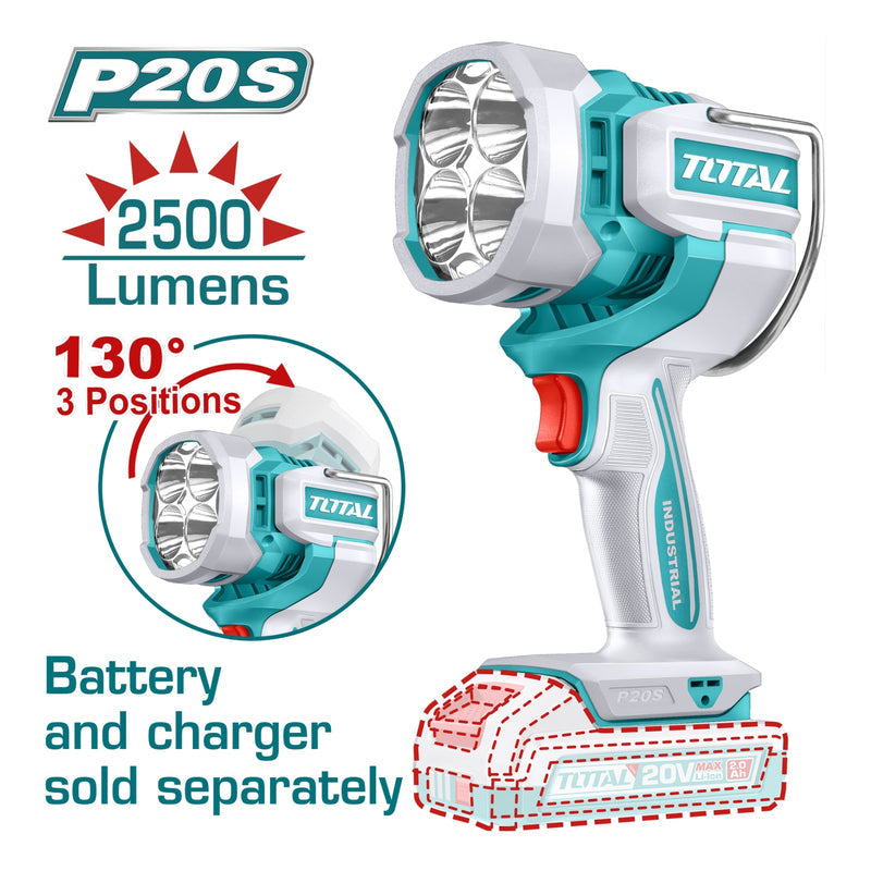 LAMPARA DE TRABAJO INALAMBRICA 20V 2500 LUMENES INDUSTRIAL SUPER TOTAL (TWLI20885)