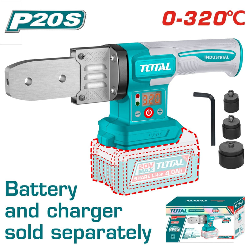SOLDADOR DE TUBO PVC INALAMBRICO 20V 0-320° (20-25-32MM) SUPER TOTAL (TWTLI2018)