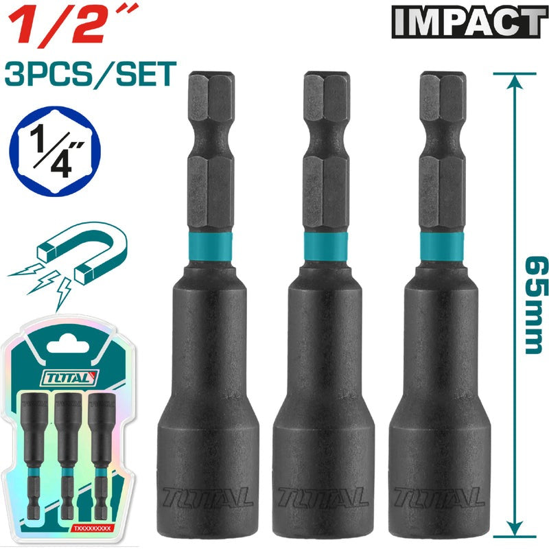 COPA TORNILLO  1/2" IMANTADA JUEGO X 3 PZS  INDUSTRIAL SUPER TOTAL