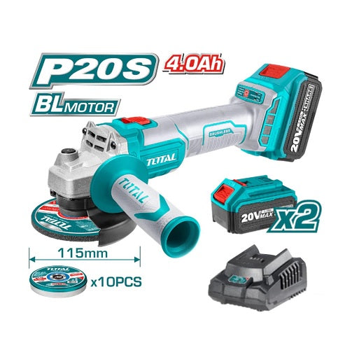PULIDORA 20V + 2 BATERIA 4,0AH + CARGADOR + LATA 10 DISCOS CORTE METAL  (TOTAL)