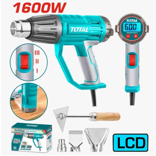 PISTOLA DE CALOR DIGITAL 1600 WTS C/BOQUILLAS (TOTAL)