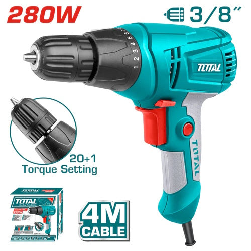 TALADRO 280W (3/8") DE ROTACIÓN (TOTAL)
