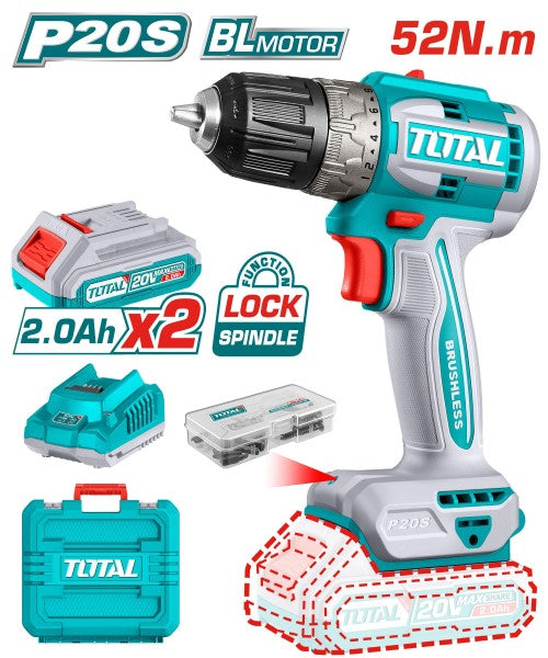 TALADRO 20V (3/8") 52NM INCLUYE 2 BATERIA+CARGADOR (TOTAL)