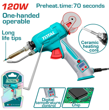 CAUTIN PISTOLA DE SOLDAR 120W CON CARRETE INDUSTRIAL TOTAL (UTET360732)
