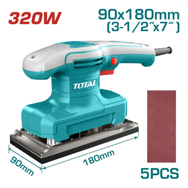 LIJADORA DE PALMA 3- 1/2"X 7" 320W INCLUYE 5 LIJAS INDUSTRIAL SUPER TOTAL