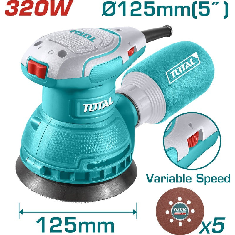 LIJADORA ORBITAL 5" 320W INCLUYE 5 LIJAS INDUSTRIAL SUPER TOTAL (UTF2131256)