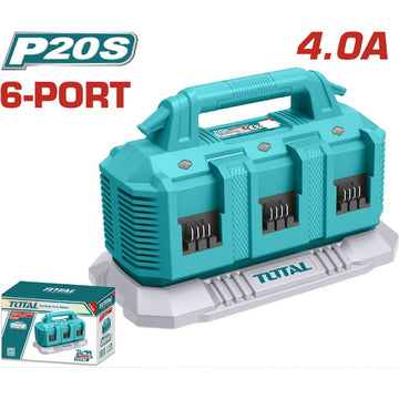CARGADOR INTELIGENTE 6 PUERTOS PARA BATERIAS 20V INDUSTRIAL SUPER TOTAL (UTFCLI2064)