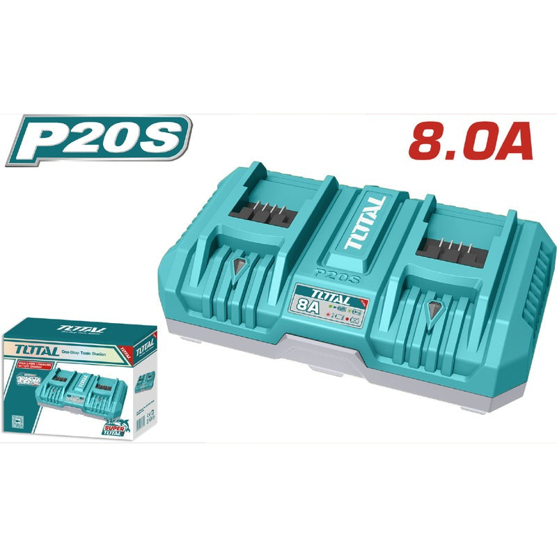 CARGADOR INTELIGENTE DOBLE PARA BATERIAS 20V INDUSTRIAL TOTAL (UTFCLI2082)