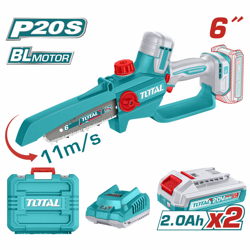 SIERRA MINI INALAMBRICA 6" 20V INDUSTRIAL INCLUYE 2 BATERIA 2.0AH Y CARGADOR TOTAL (UTGSLI20662)