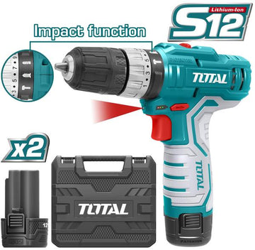 TALADRO 12V (3/8") + 2 BATERIAS LARGAS 1,5AH CON PERCUTOR (TOTAL)