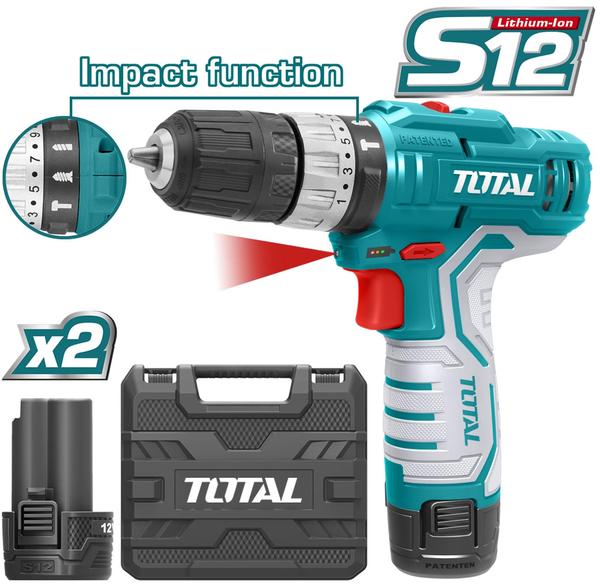 TALADRO 12V (3/8") + 2 BATERIAS LARGAS 1,5AH CON PERCUTOR (TOTAL)