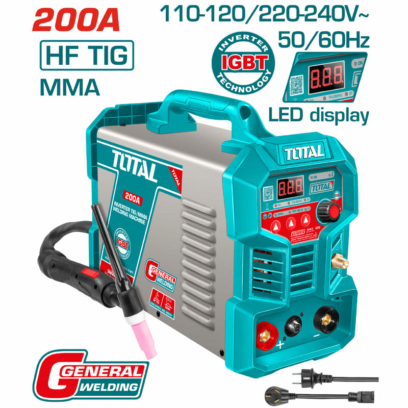 SOLDADOR INVERSOR DIGITAL 200A (MMA-HF TIG) 110-220V INDUSTRIAL SUPER TOTAL (UTIG20058)