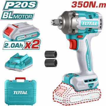 PISTOLA IMPACTO 1/2" 20V 350NM + 2 BAT. Y CARGADOR + 2 COPAS 19-21MM