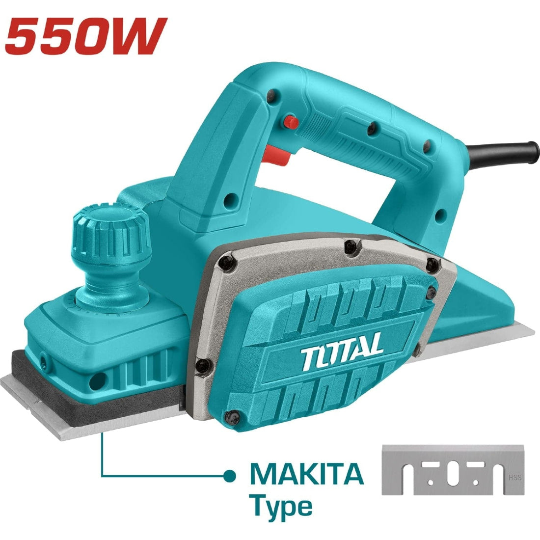 CEPILLO ELECTRICO 550W 120V INCLUYE GUIA INDUSTRIAL TOTAL