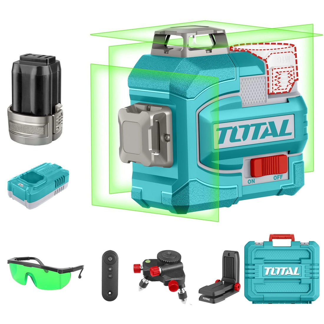 NIVEL LASER 3D 12 LINEAS 16V LUZ VERDE 0-35M INDUSTRIAL SUPER TOTAL