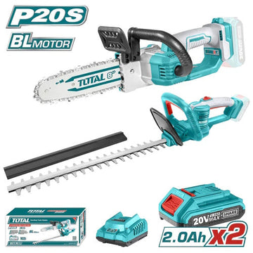 JUEGO DE MOTOSIERRA Y CORTASETOS 20V INCLUYE 2 BATERIAS + CARGADOR (TOTAL)