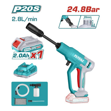 HIDROLAVADORA INALAMBRICA 20V PORTATIL INCLUYE 1 BATERIA 2.0 AH Y CARGADOR SUPER TOTAL (UTPWLI20362)