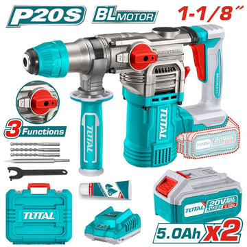 TALADRO ROTOMARTILLO SDS PLUS 4.5J 2 BATERIAS 5.0AH CARGADOR Y ACCESORIOS INDUSTRIAL (TOTAL)
